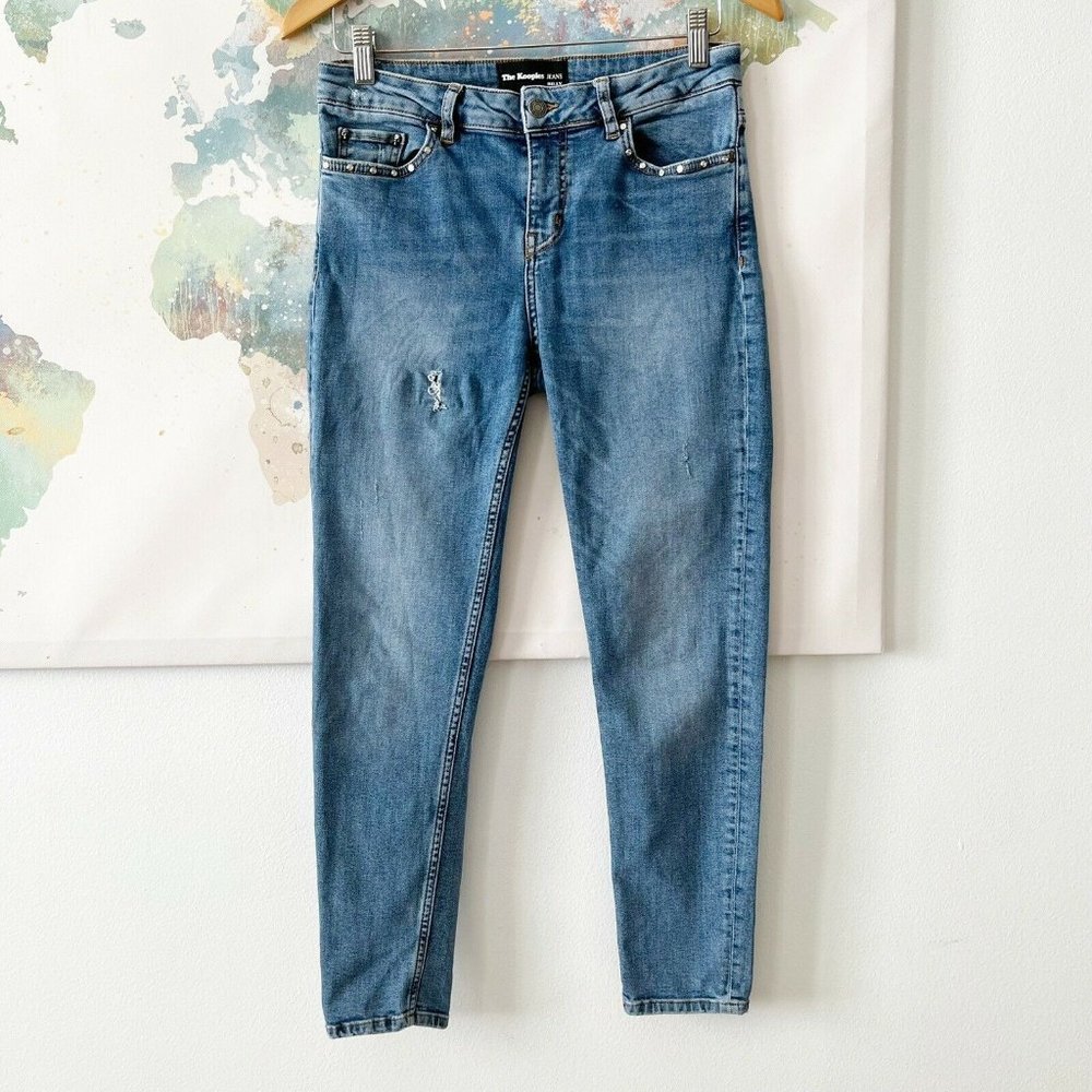 The Kooples Billy Jeans Skinny Blue‎ Denim Size 29 Distressed Studded Mid Rise